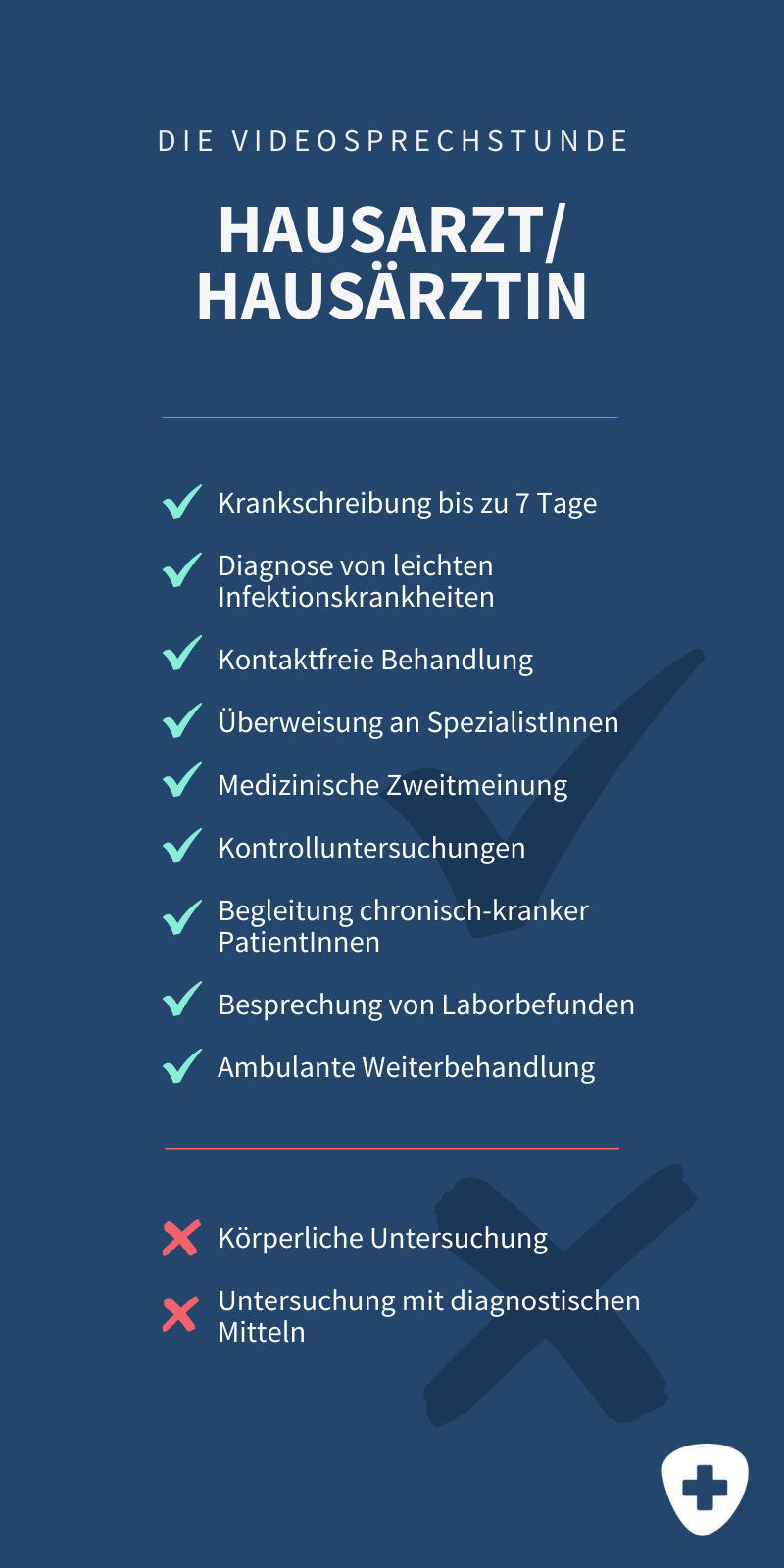 Liste mit Behandlungsmöglichkeiten beim Hausarzt.