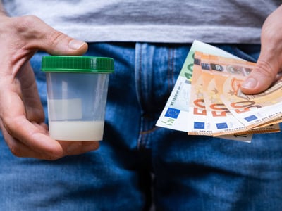 Samenspenden werden vergütet. In deutschen Städten und in Europa ist die Bezahlung unterschiedlich. Geld für Samenspende.
