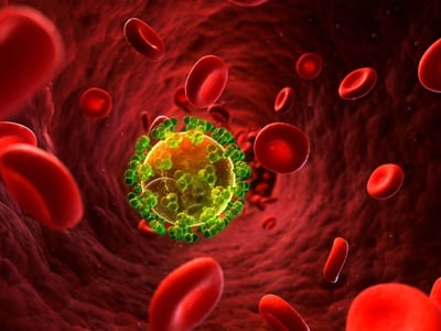 Geschlechtskrankheiten: Grafikmodell HIV.